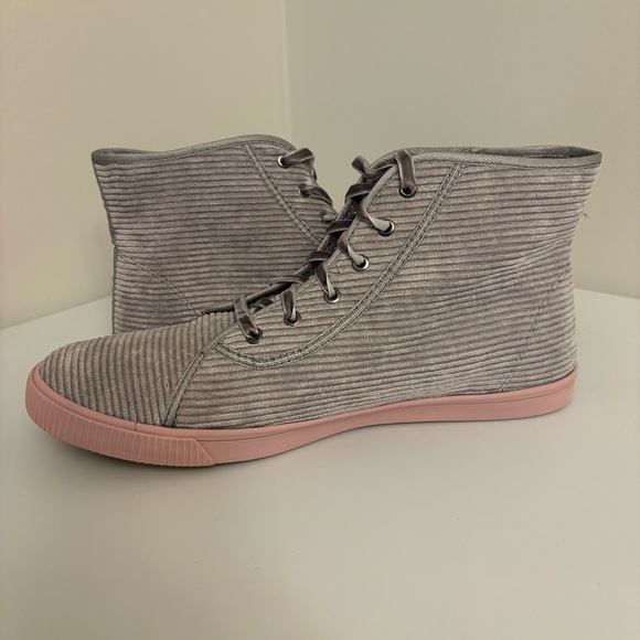 Toms Camarillo Corduroy Shoes Women’s Size 10 Gray High Top Ortholite Sneakers - Picture 6 of 13